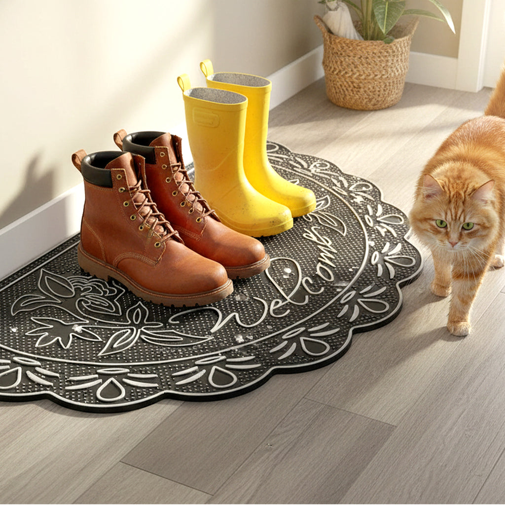 NICJAK Shoe Mat, Rubber Welcome Mat for Entryway, Indoor & Outdoor Non-Slip Waterproof Door Mat, 16 x 28 Inch