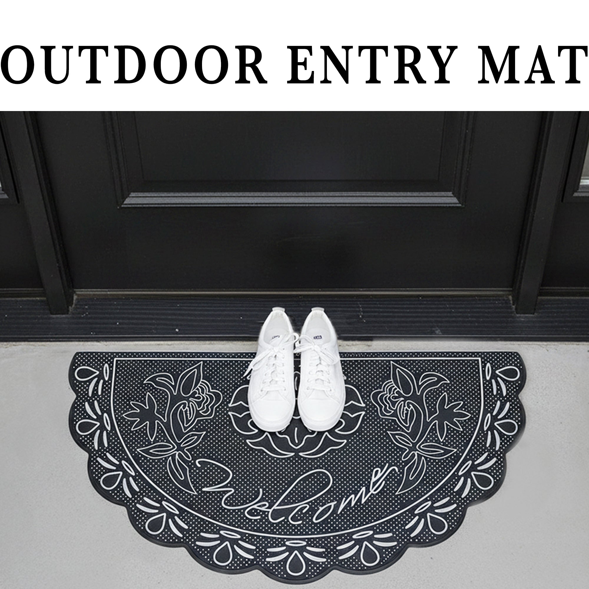 NICJAK Shoe Mat, Rubber Welcome Mat for Entryway, Indoor & Outdoor Non-Slip Waterproof Door Mat, 16 x 28 Inch