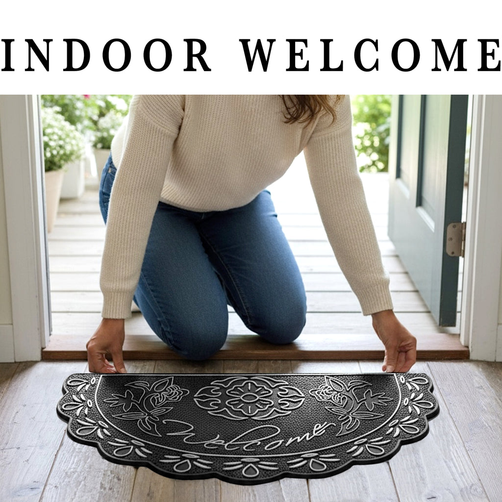 NICJAK Shoe Mat, Rubber Welcome Mat for Entryway, Indoor & Outdoor Non-Slip Waterproof Door Mat, 16 x 28 Inch