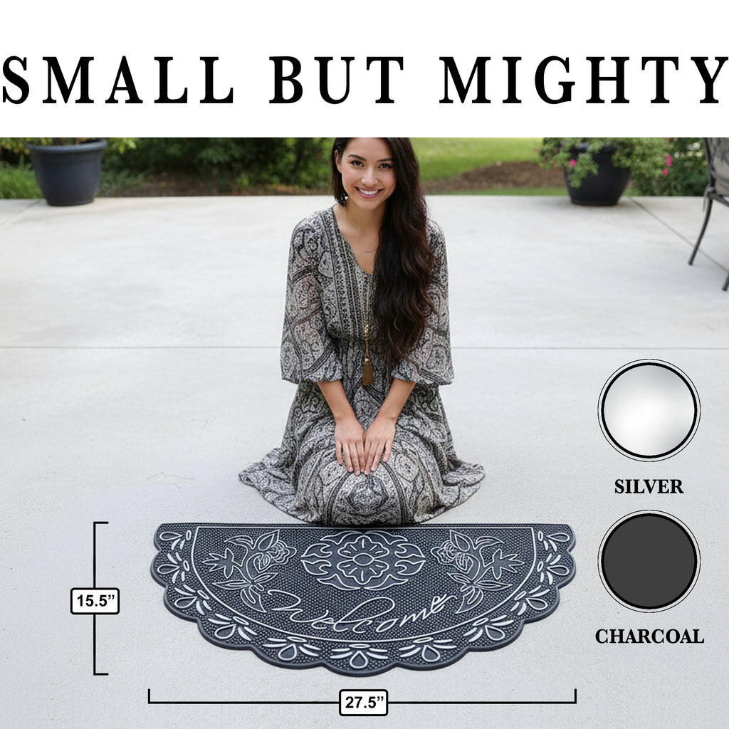 NICJAK Shoe Mat, Rubber Welcome Mat for Entryway, Indoor & Outdoor Non-Slip Waterproof Door Mat, 16 x 28 Inch